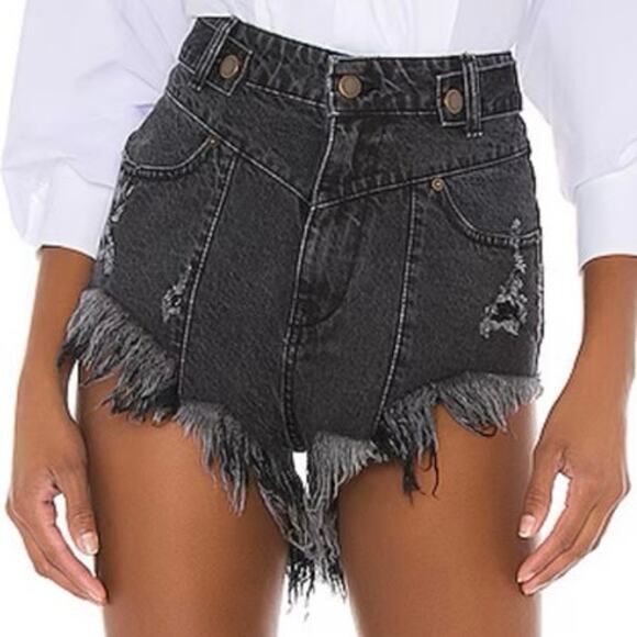 RETROFETE Revolve Tessa Shorts Black Onyx Distressed Dark Fairy Punk - Sz 27 - Picture 1 of 9